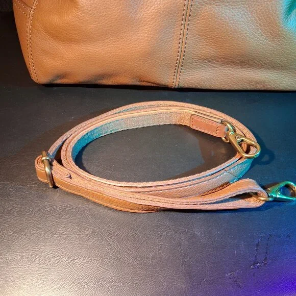 NWT Fossil Molly Satchel Soft Pebbled Leather in Cognac with Detachable Strap - Picture 12 of 13